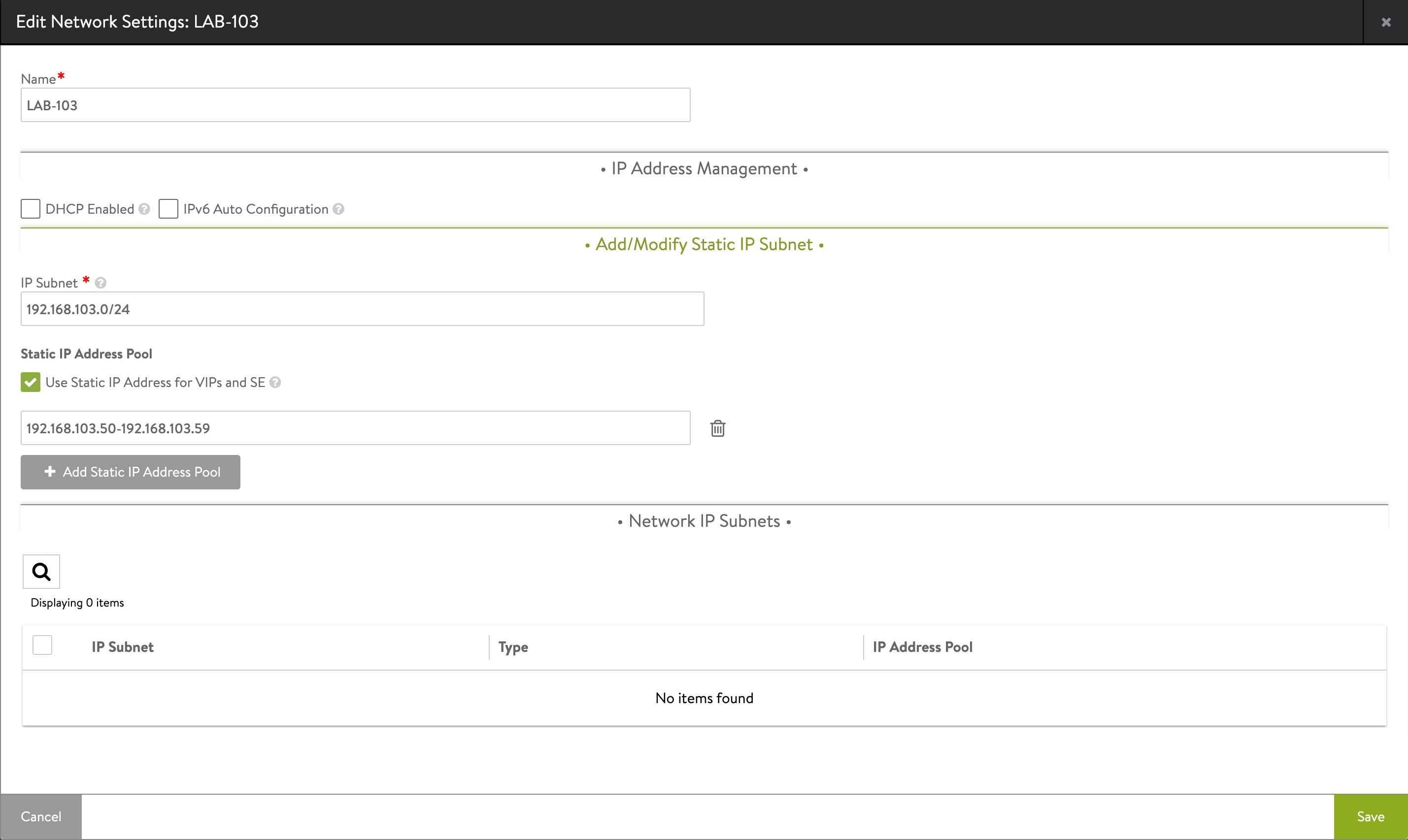 Adding Network details