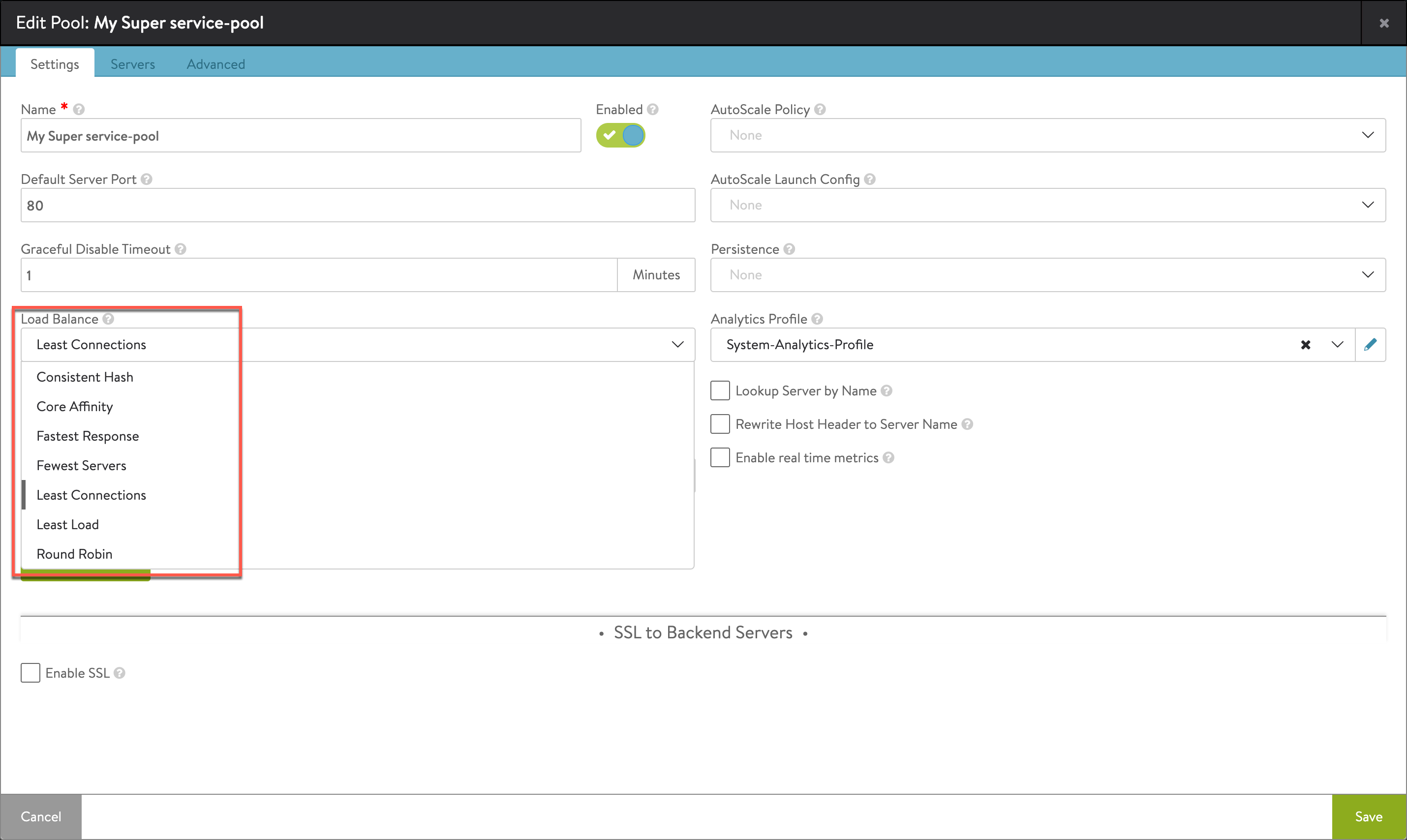 Least Connections load balancing