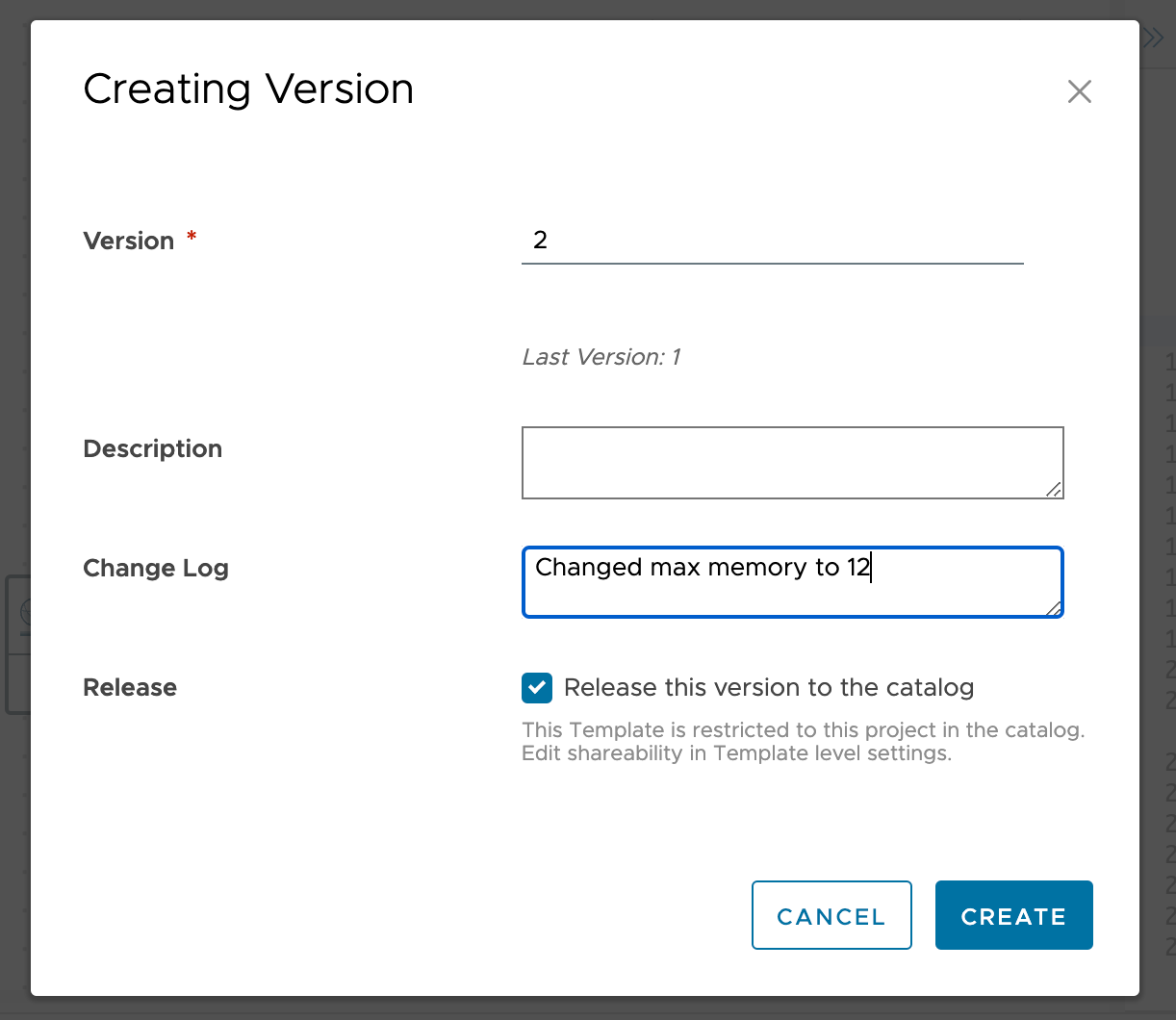 Create new version and release to catalog