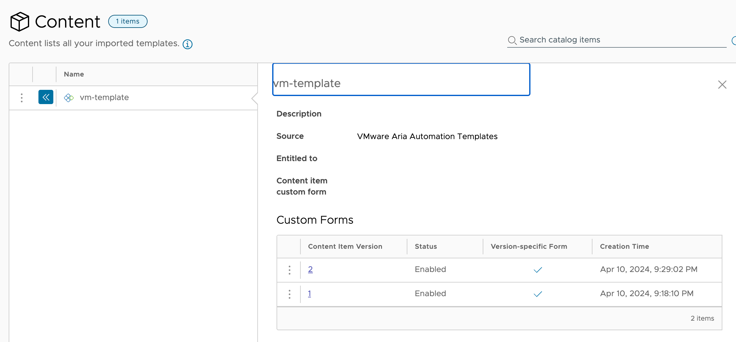 Custom Form added to version