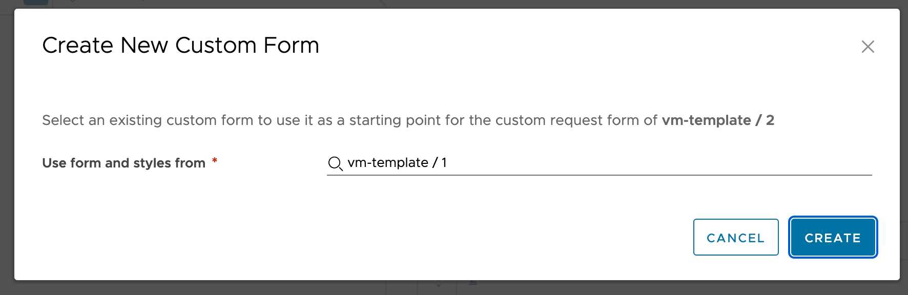 Create form from version 1