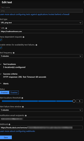 Availability dashboard