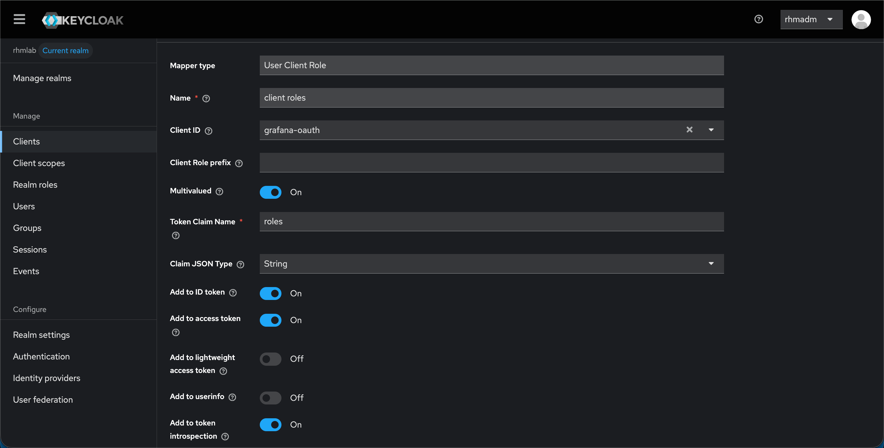 Custom scope settings