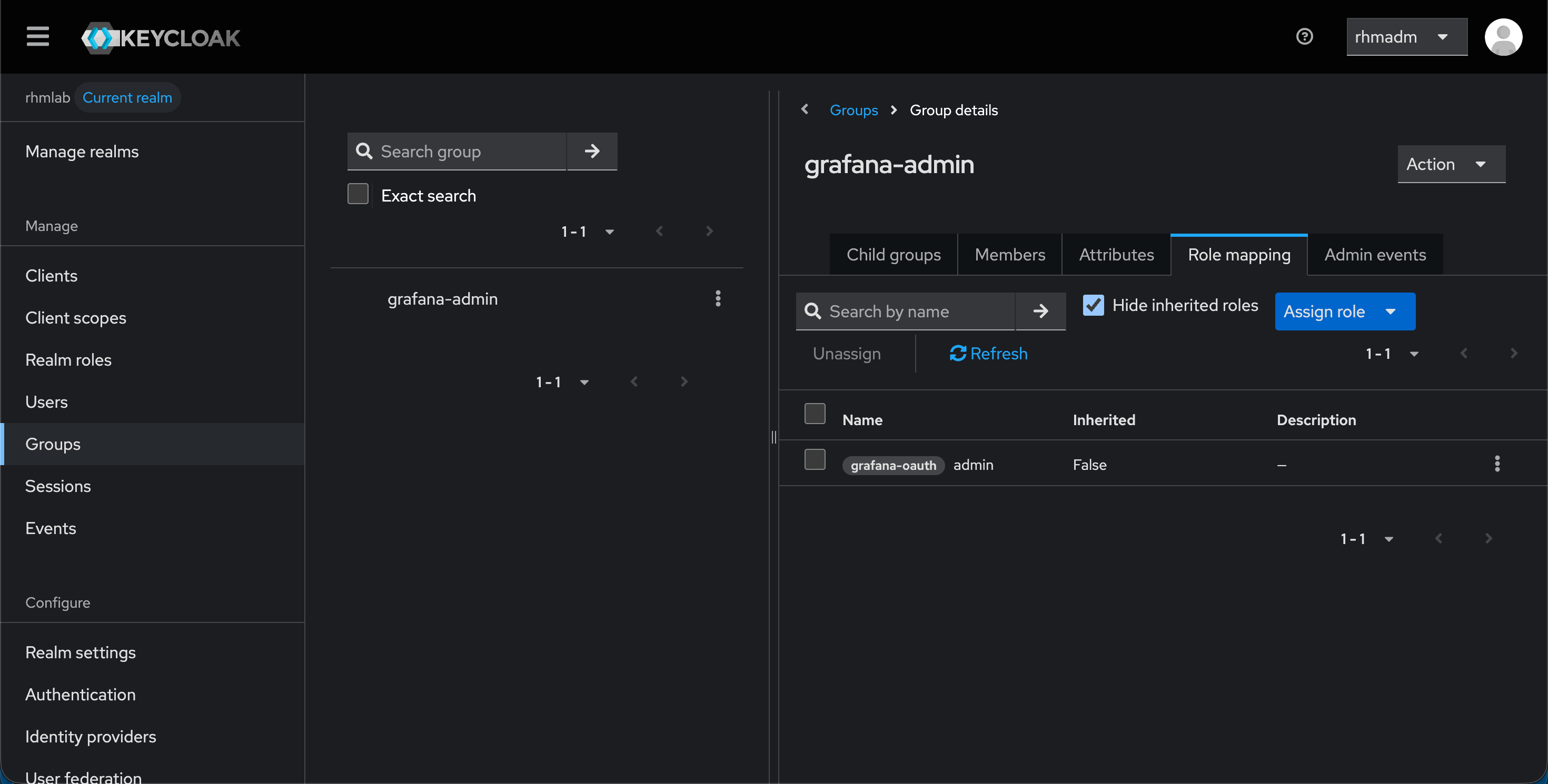 Group mapped to role