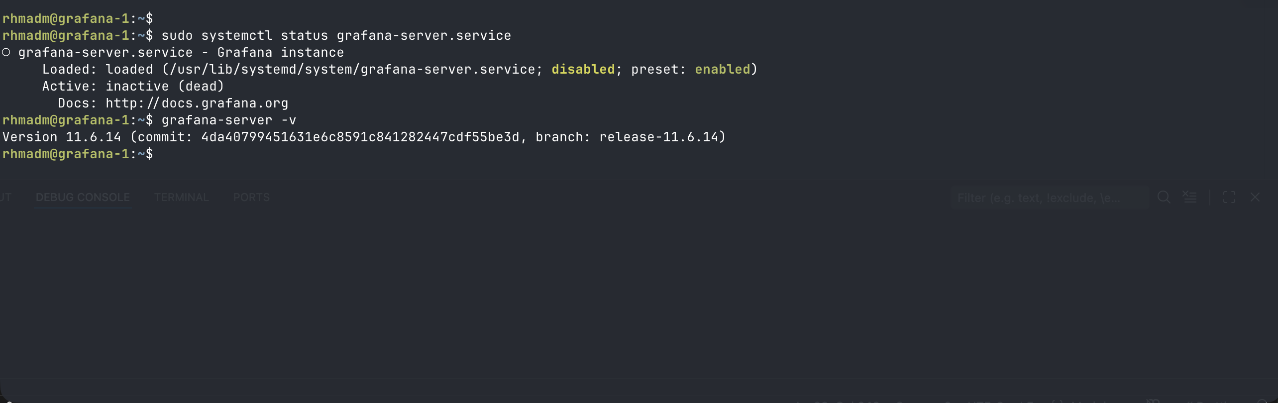 Grafana installed on new server