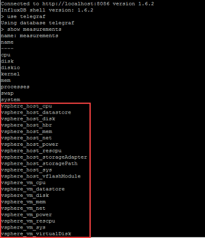 vSphere measurements in influx