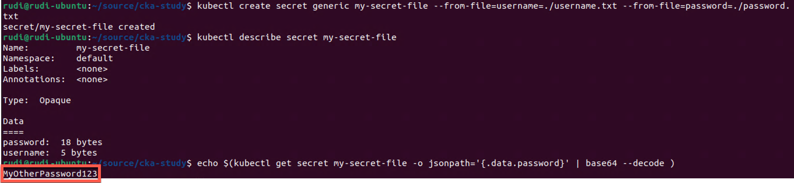 Create Secret from file