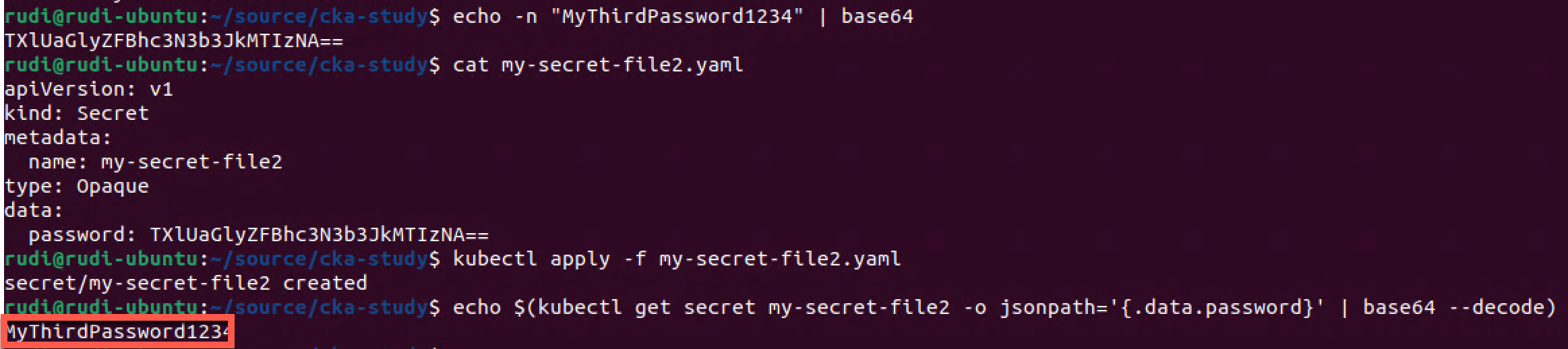 Create Secret from yaml file