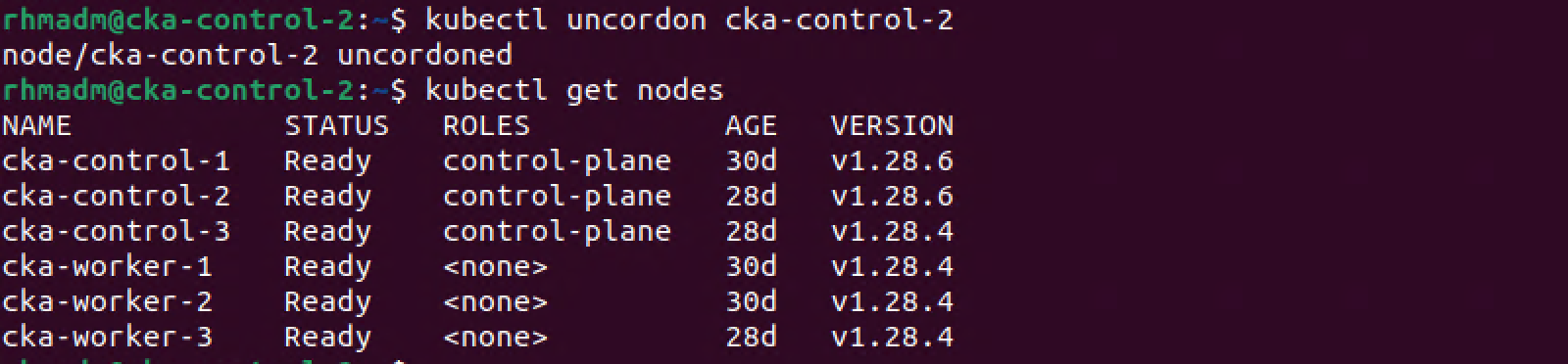 Uncordon second node