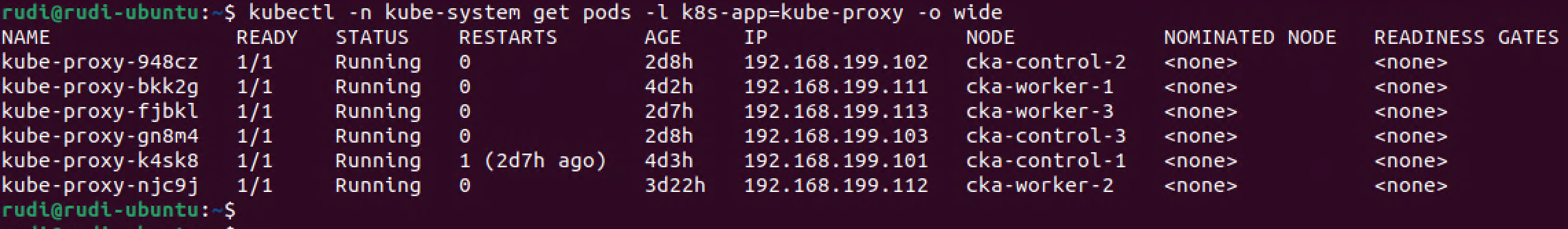 Get pods for kube-proxy