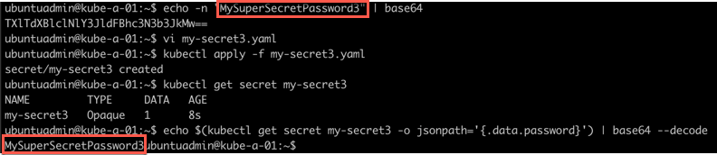 Create secret from yaml and verify