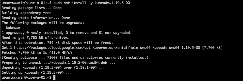 Install new kubeadm version