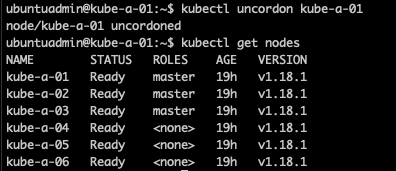 Uncordon first node