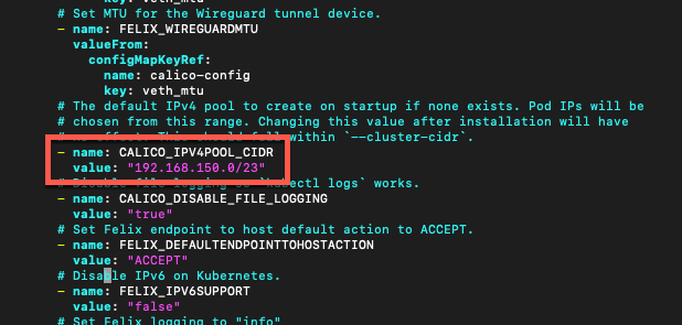 Configuring Pod network CIDR in calico.yaml