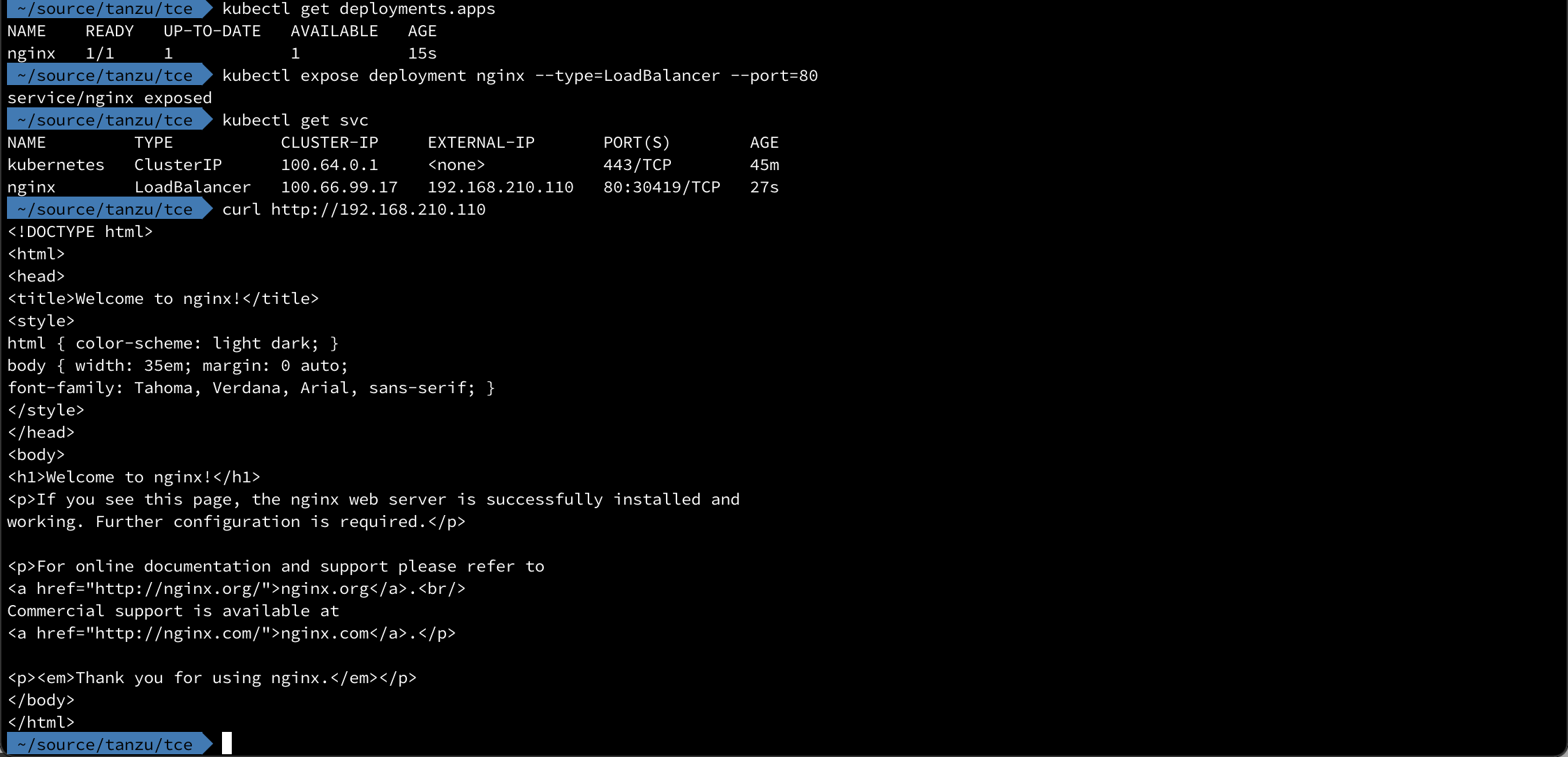 Test load balancer service type