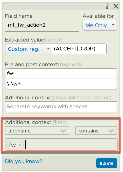 Additional field filter