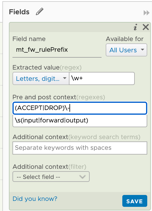 Field extractor for the rule descriptive text