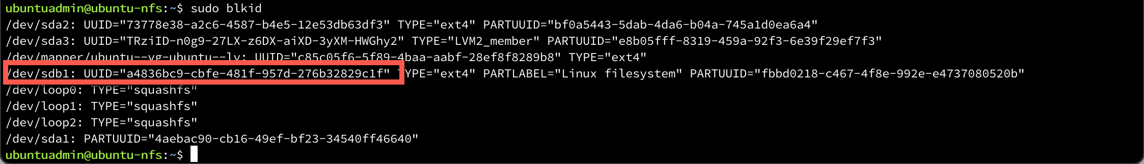 UUID of the partition