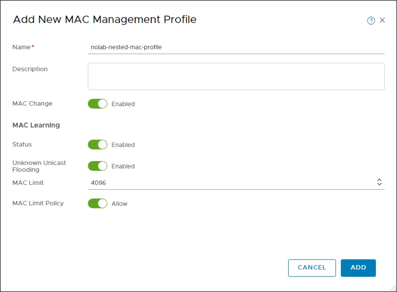 Create switch profile in advanced view