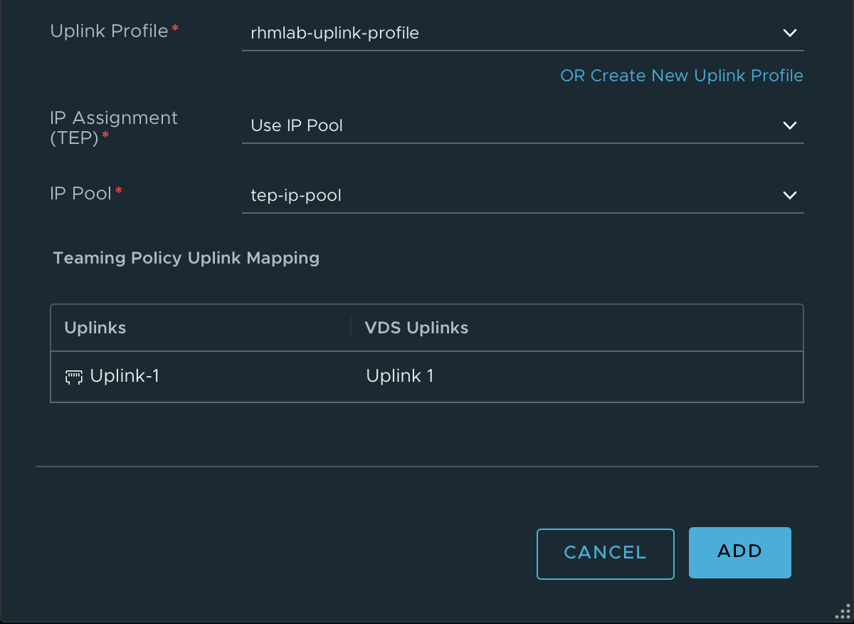 Creating Transport Node profile