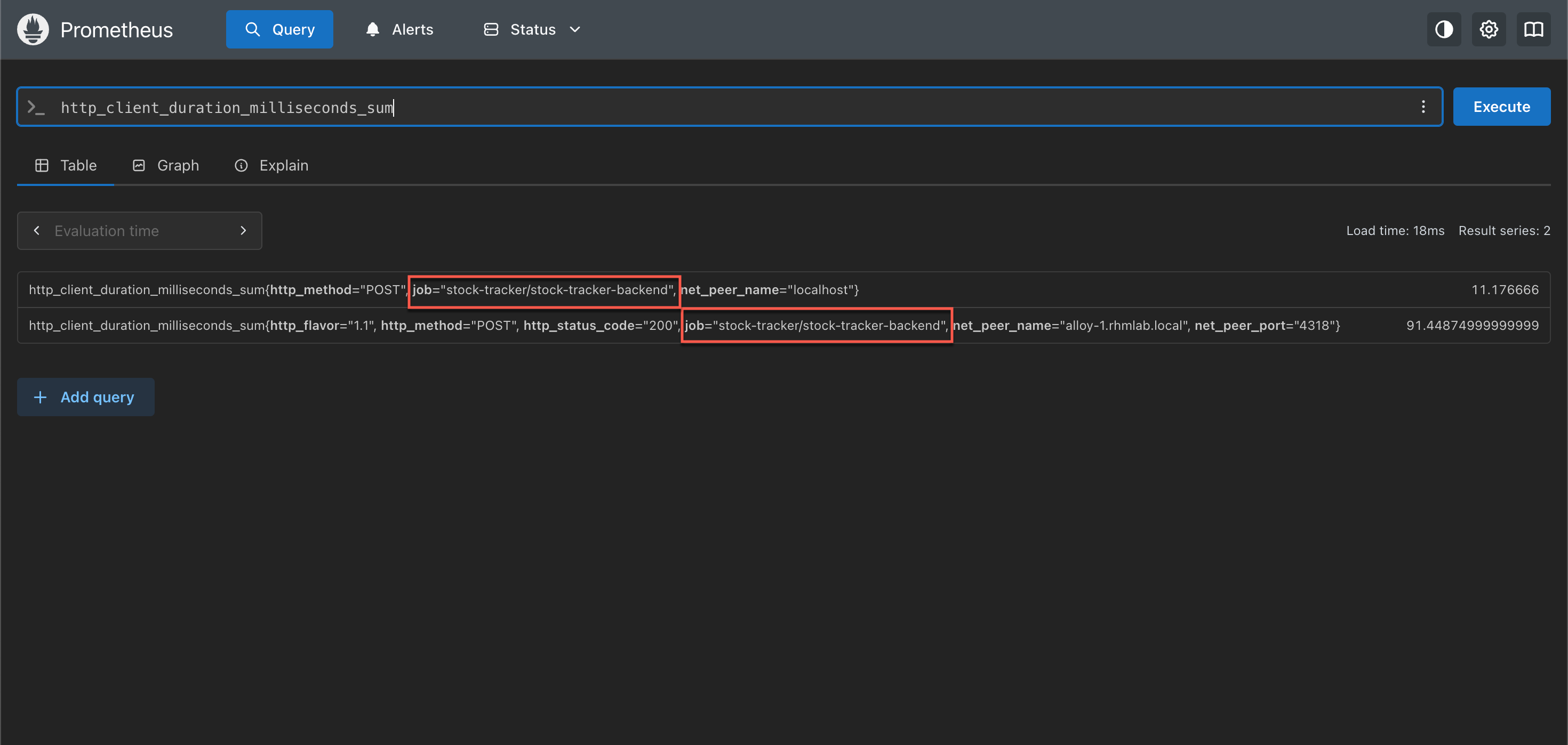 Prometheus metrics with new job name
