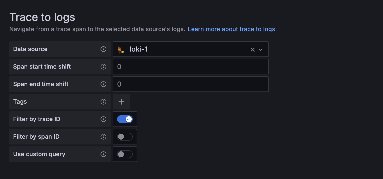 Connect Tempo datasource with Loki ds