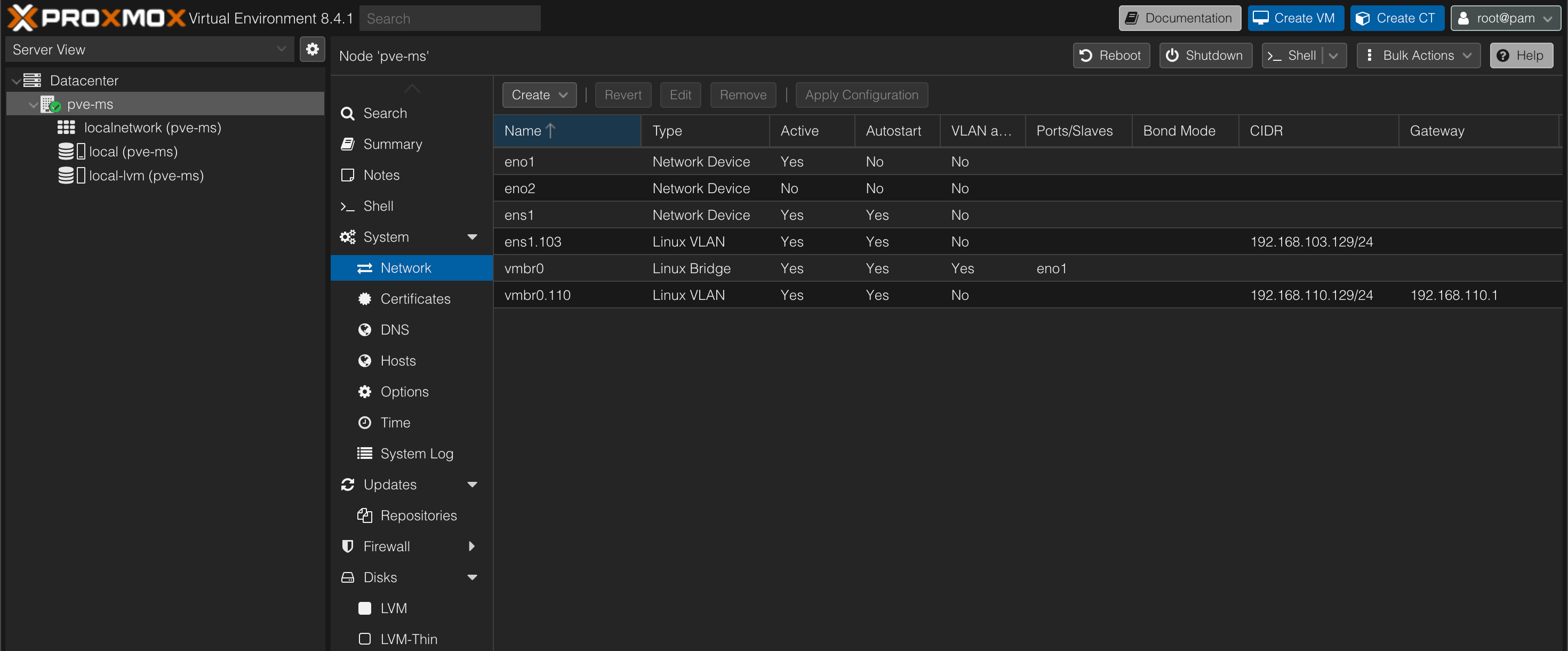Apply network configuration
