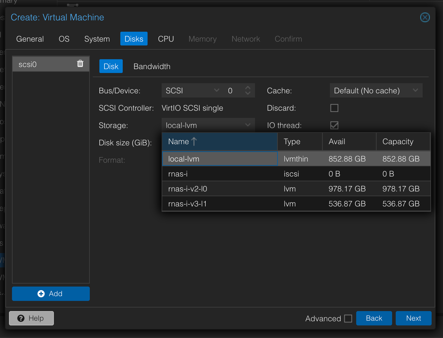 Create VM with storage on iSCSI LUN