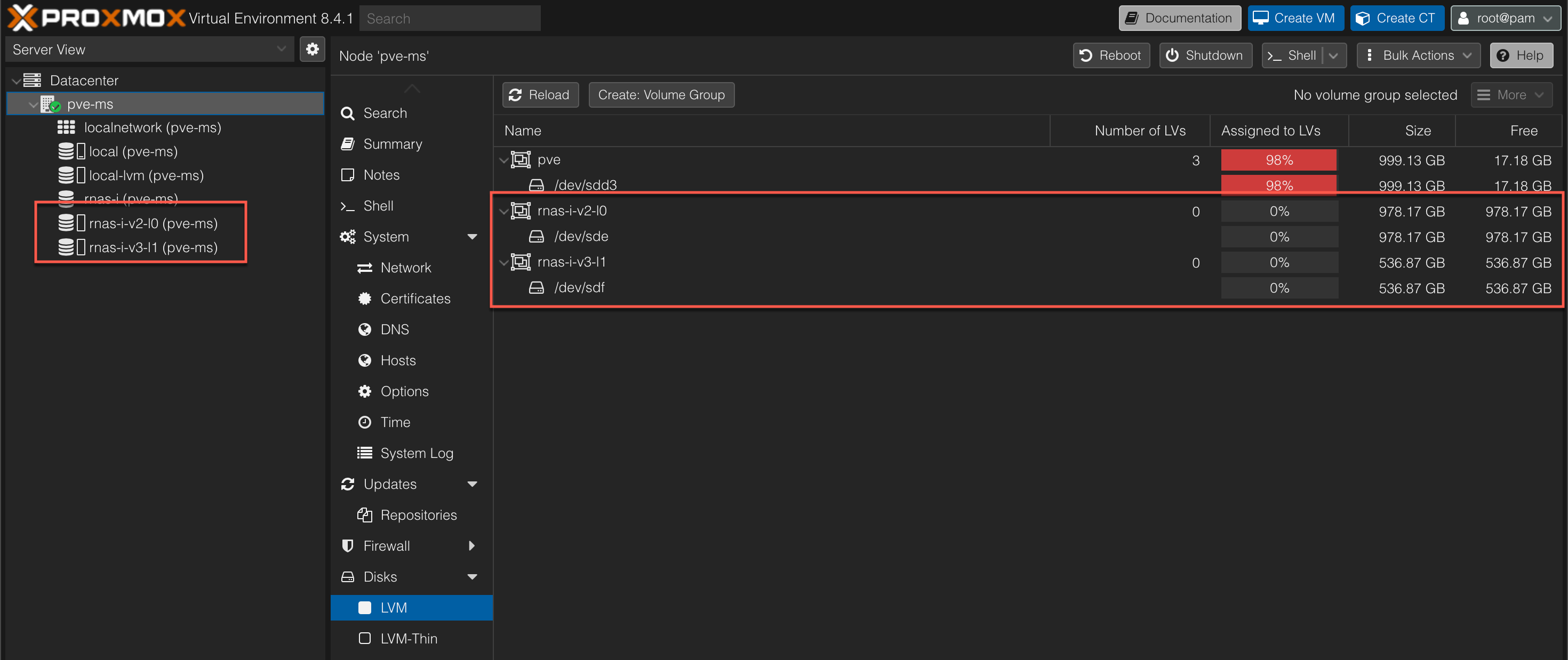 Datastores available