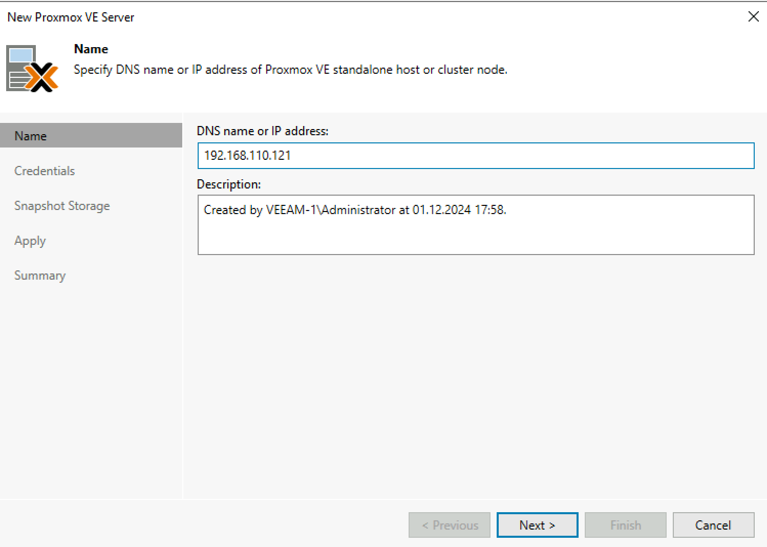 Specify IP address of PVE host