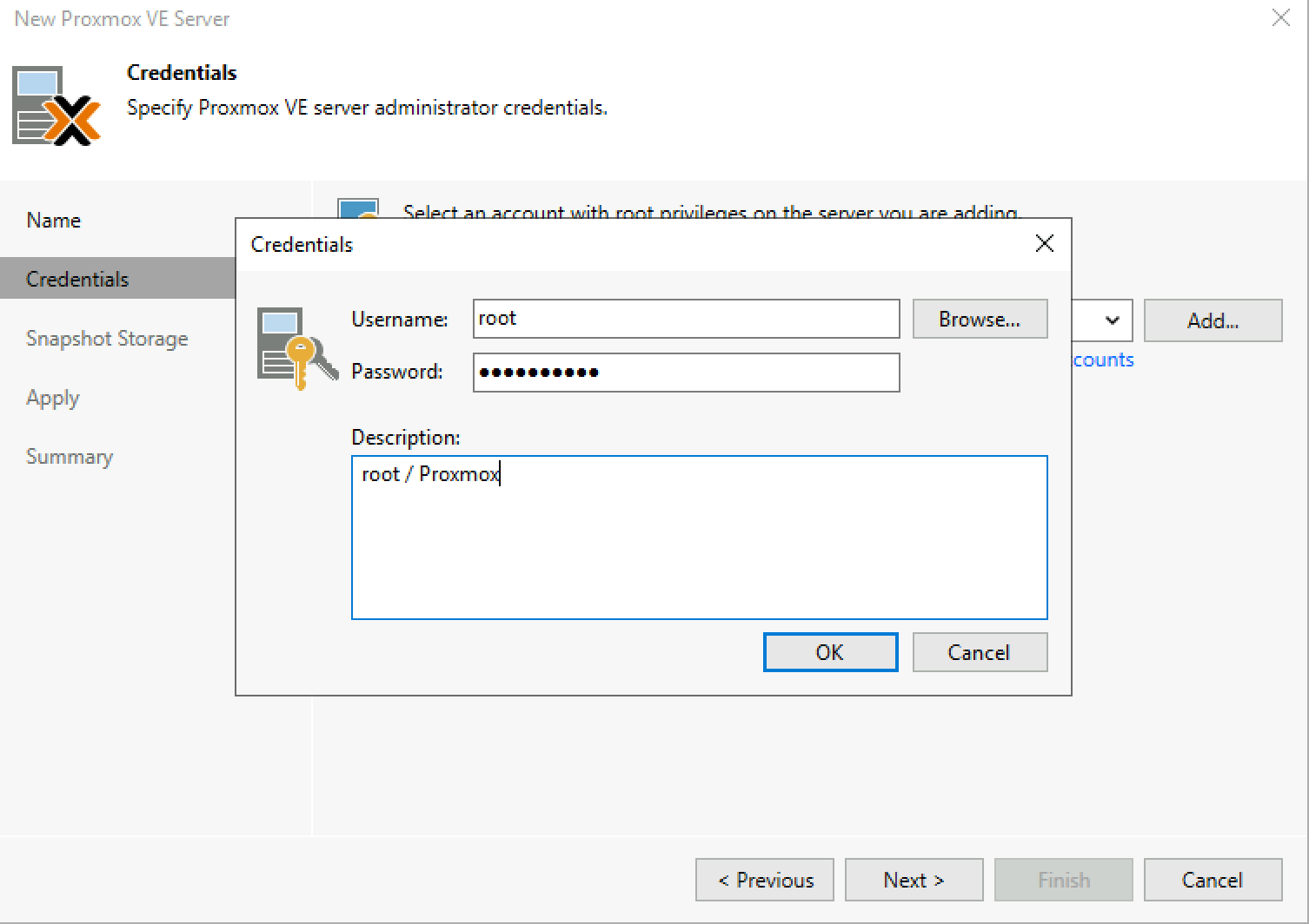 Create credential object