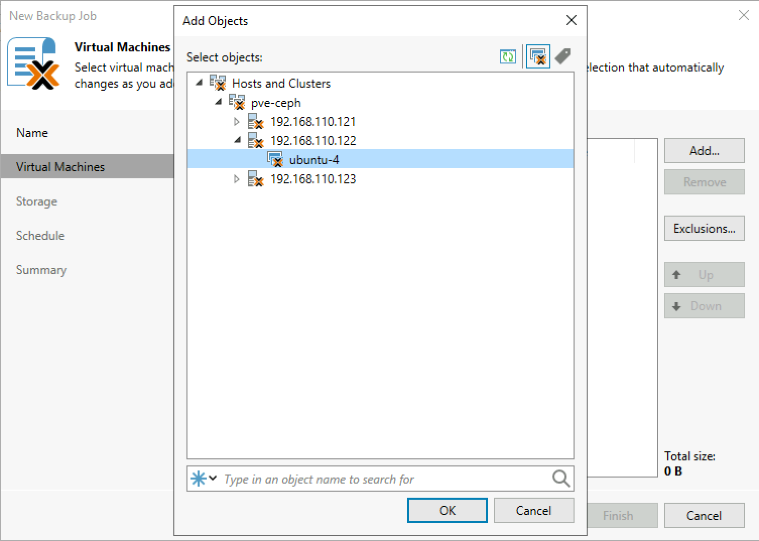 Choose VM to backup