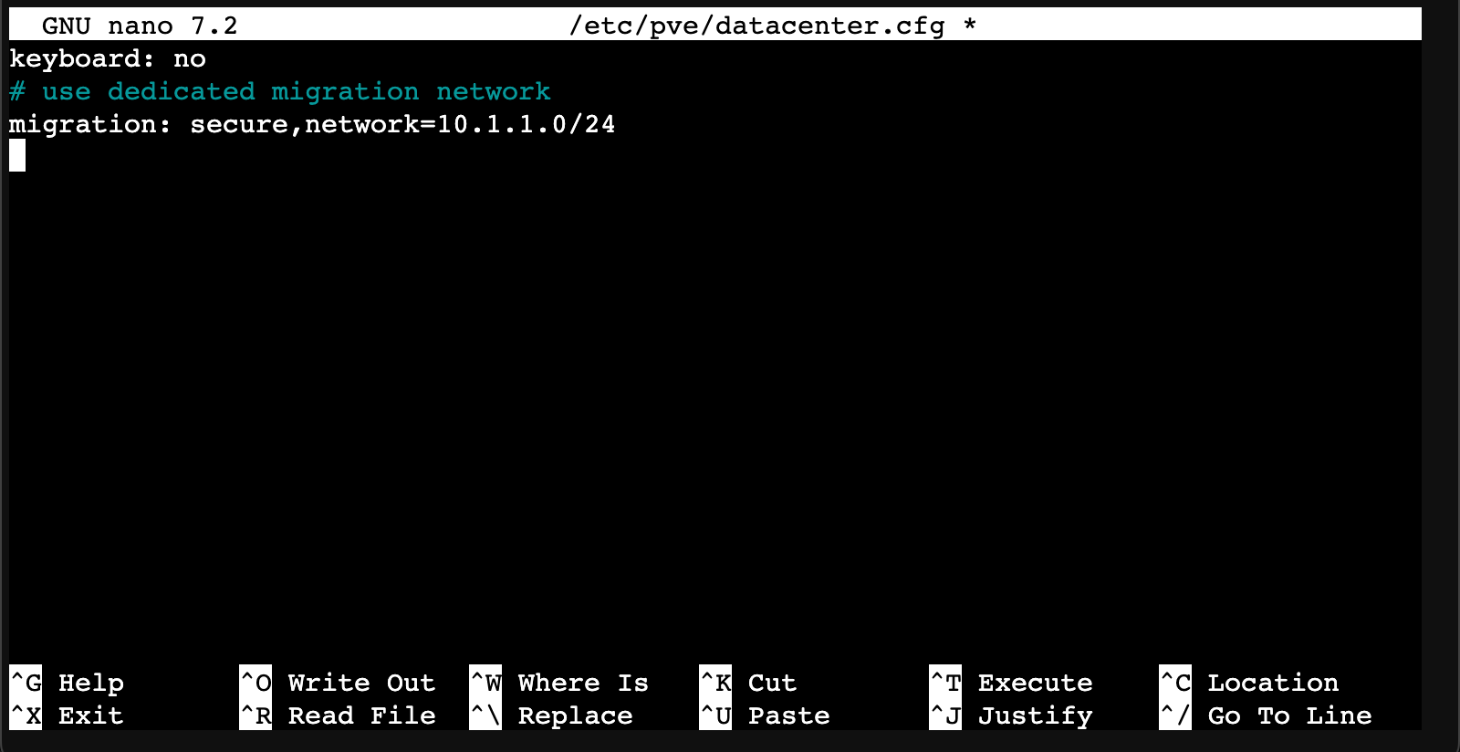 Configure migration settings in datacenter.cfg