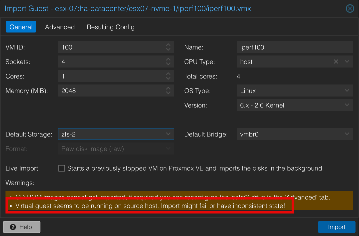 Warning when VM is running