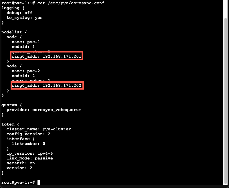 Existing corosync configuration