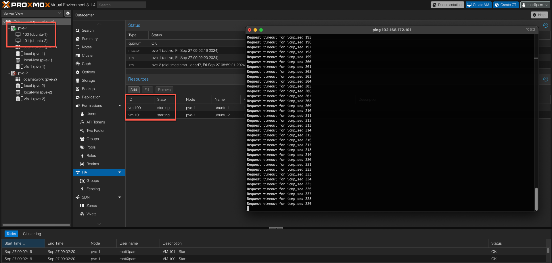 VMs starting on working node