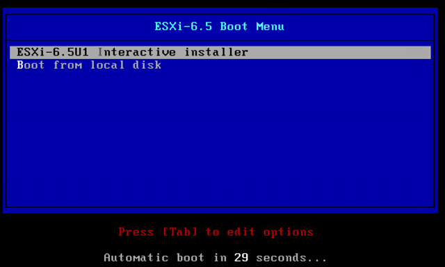 PXE boot menu