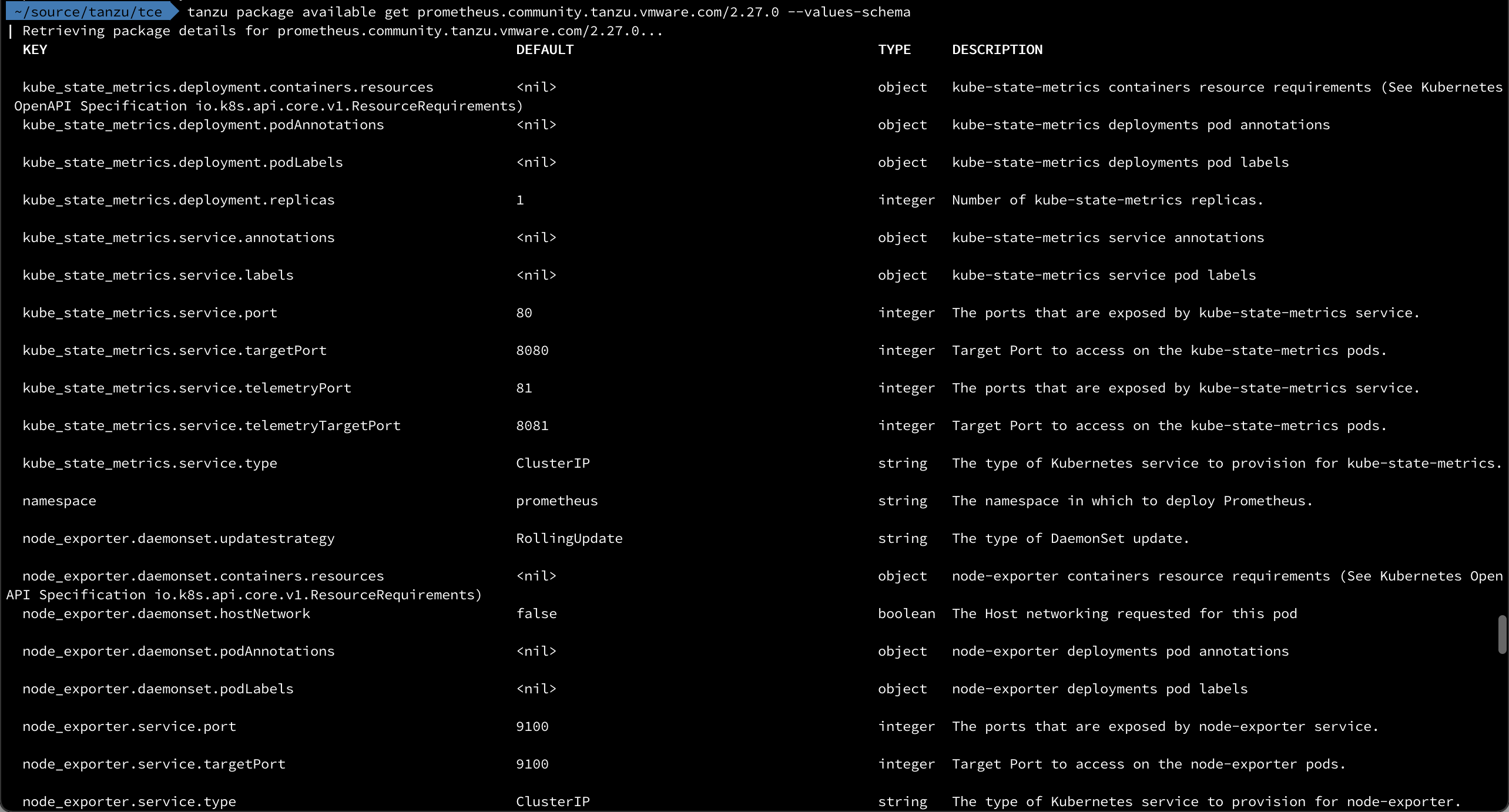 Configuration values