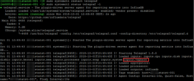 Telegraf service status