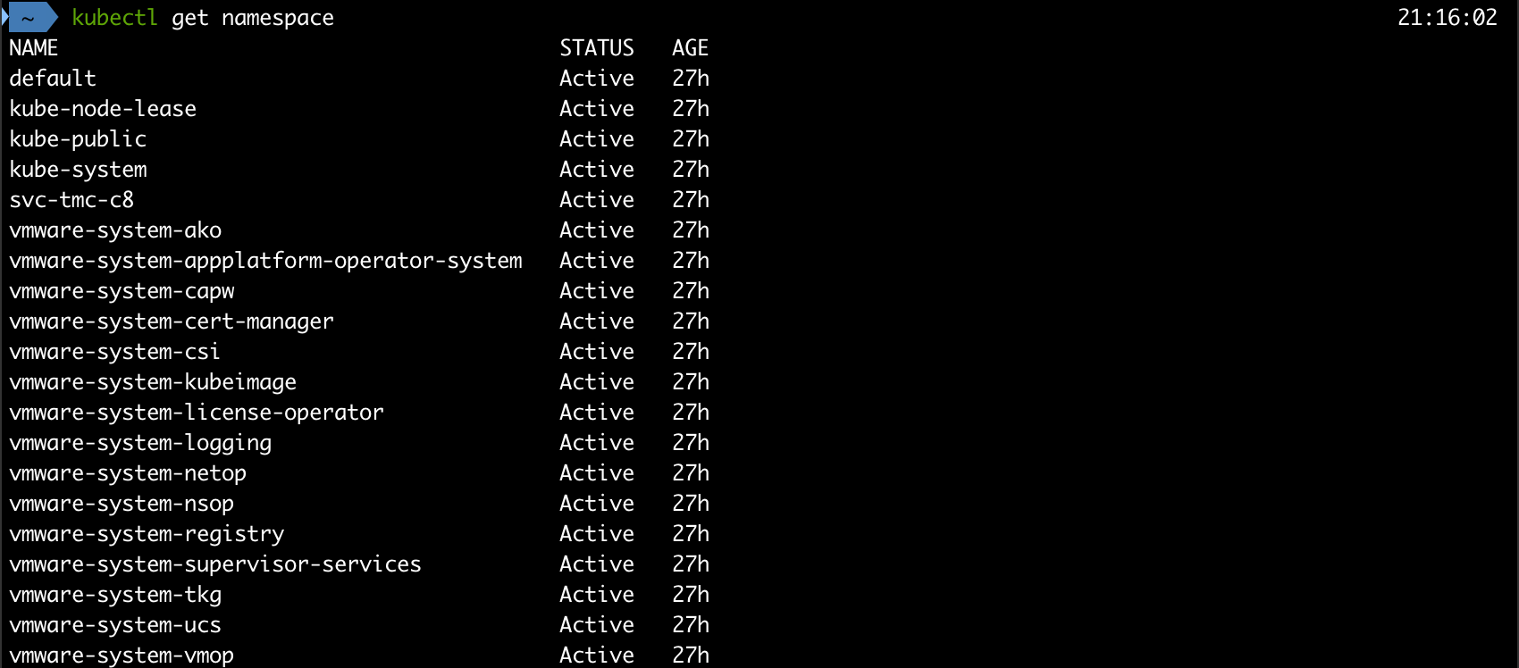 Default Kubernetes namespaces