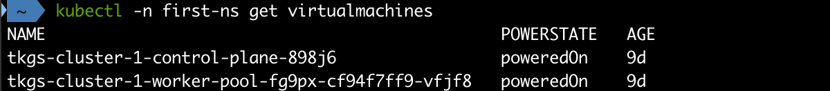 Verify virtual machines deployed in our namespace