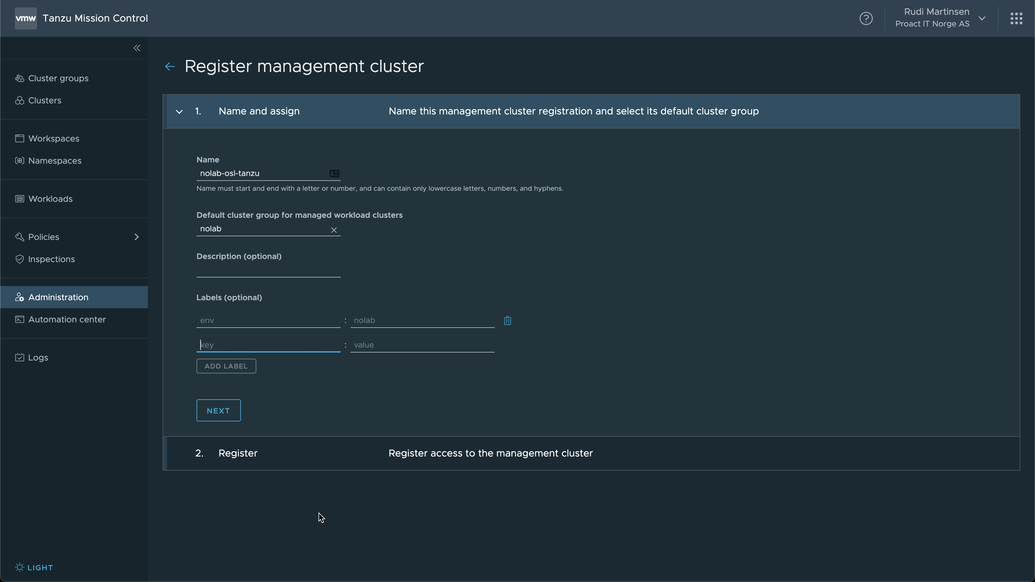 Register Supervisor cluster