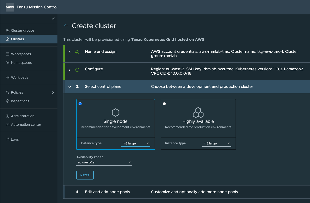 Set control plane node config