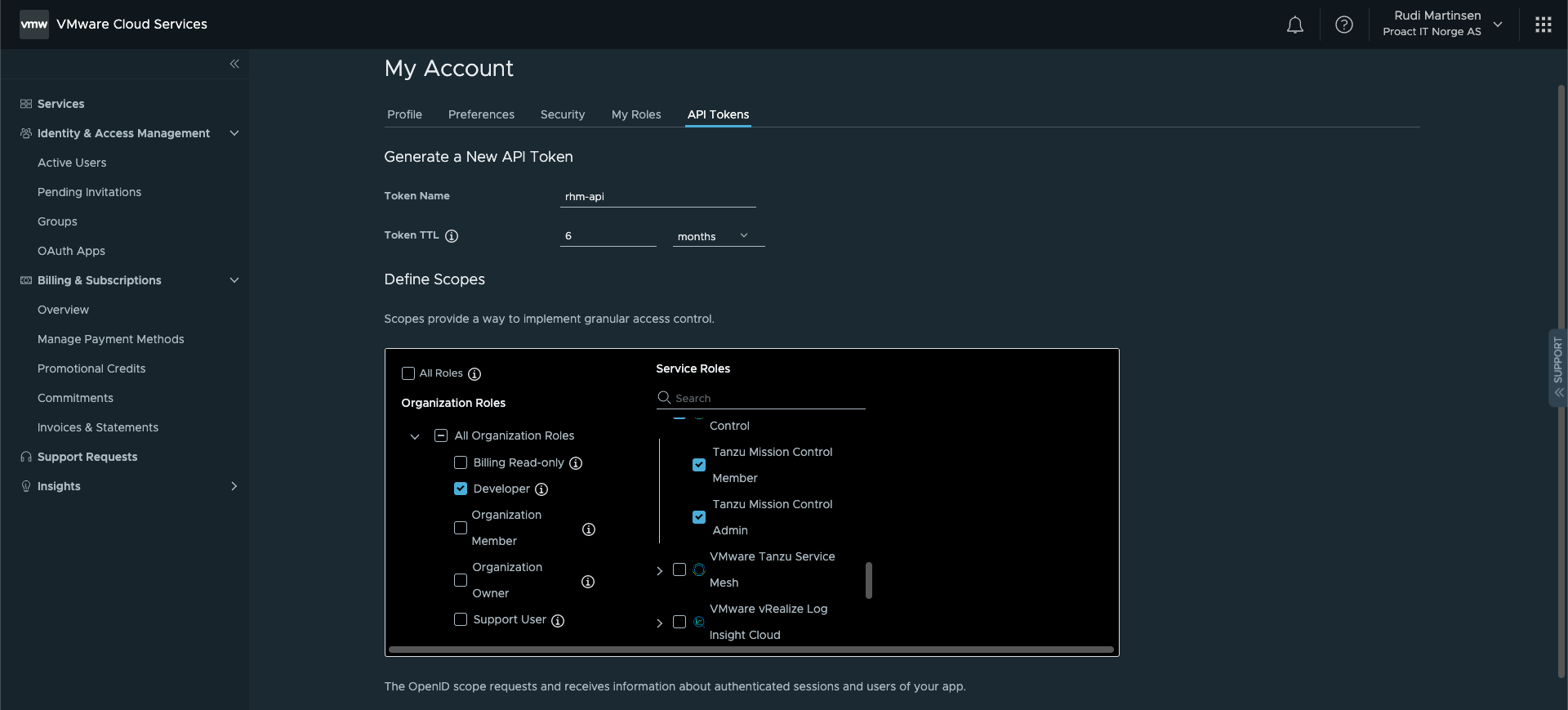 Configure and create token