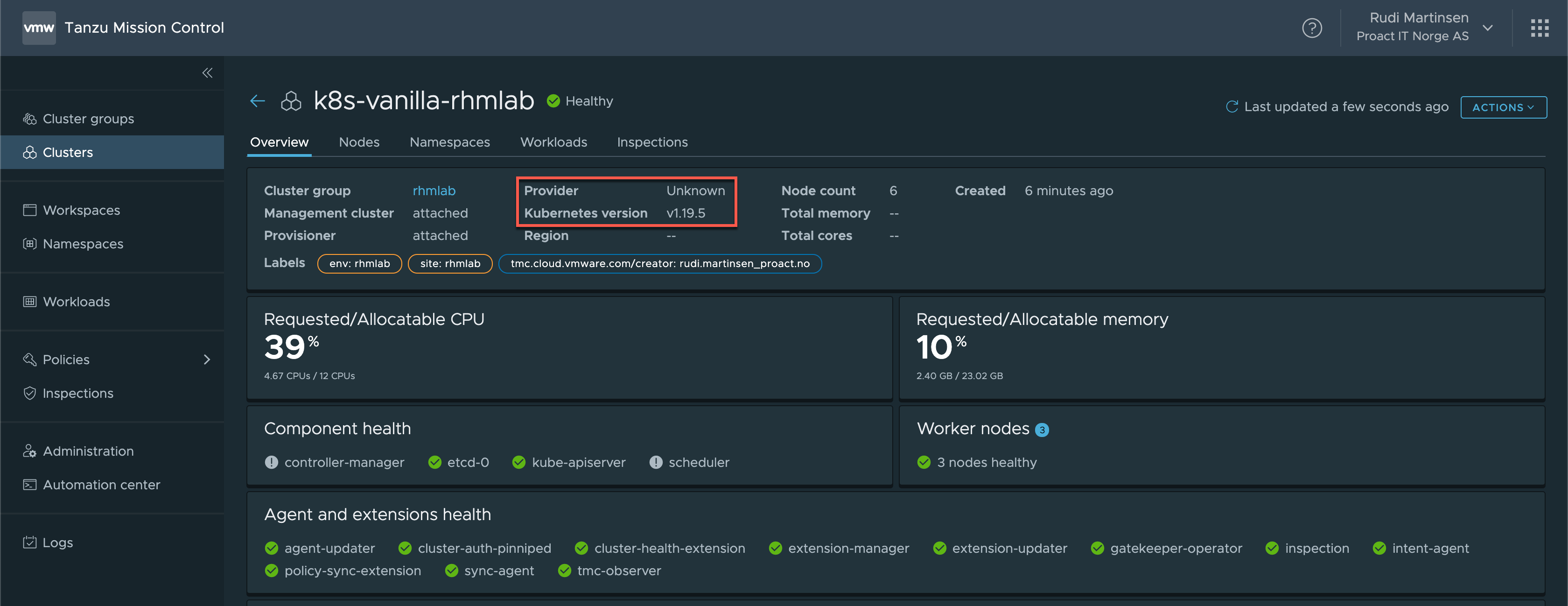 Native cluster info