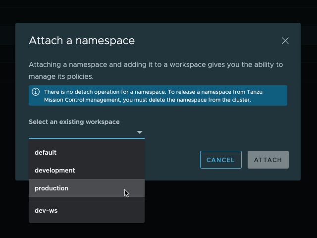 Attach Namespace