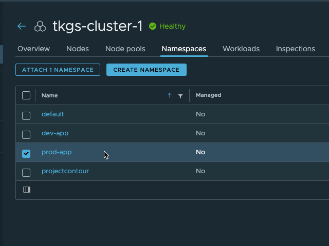 Existing Namespace