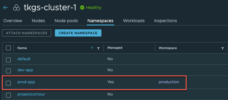 Namespace attached