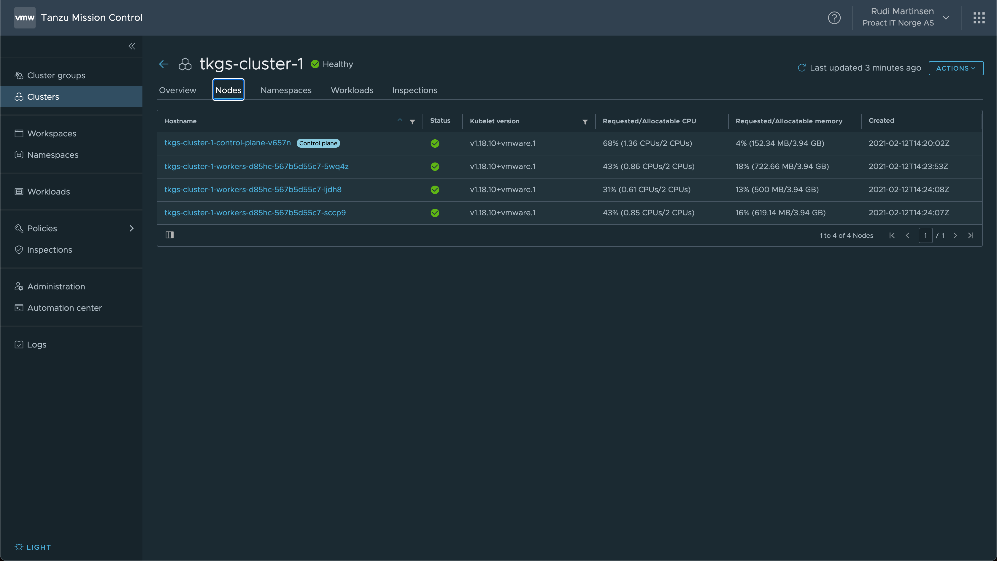 Cluster nodes