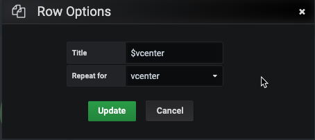 Grafana row options, repeat vcenter variable